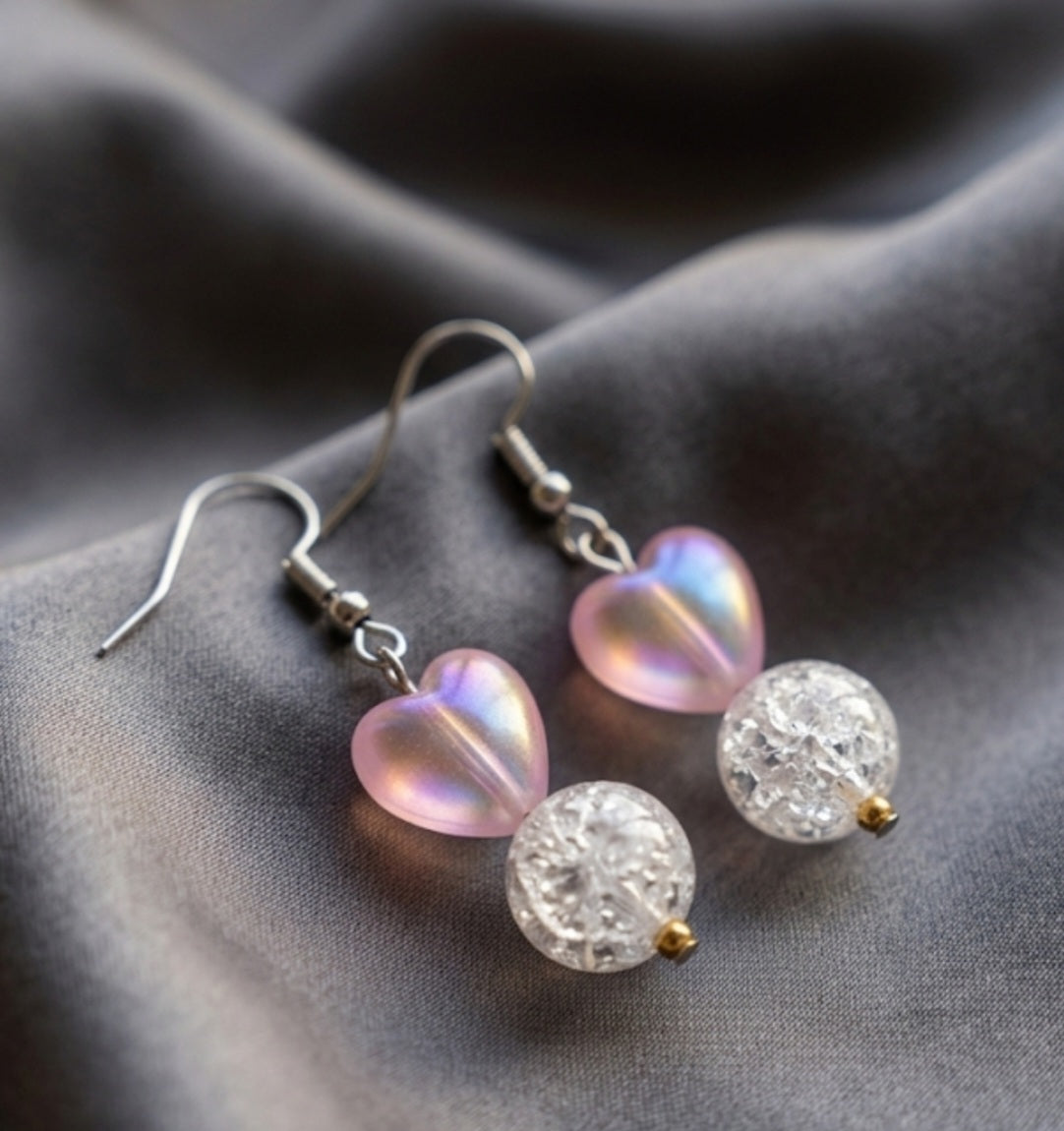 Sweetheart Pastel Iridescent Crystal Drop Earrings