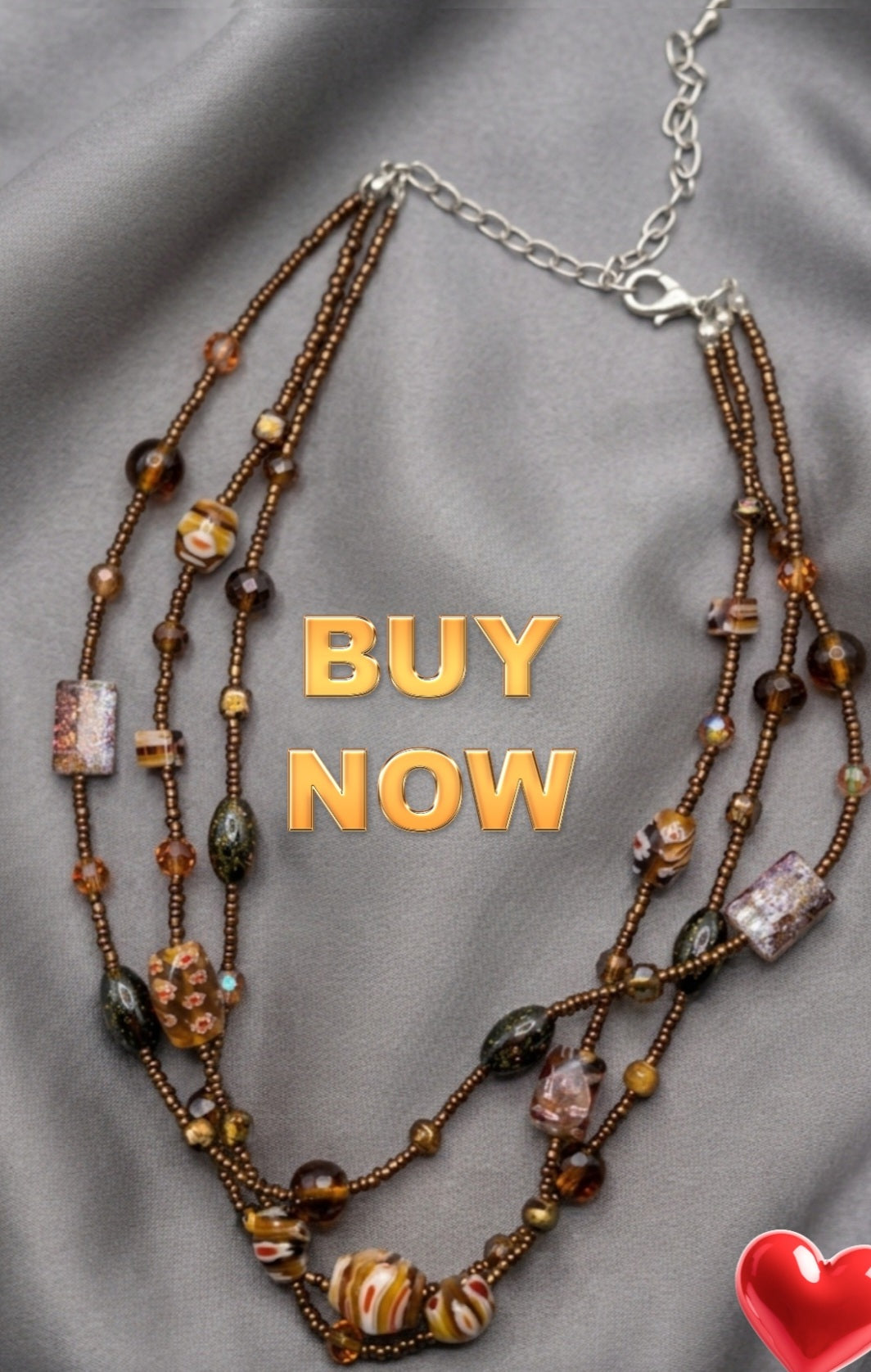 Artisan Multi-Strand Earth-Tone Beaded Necklace