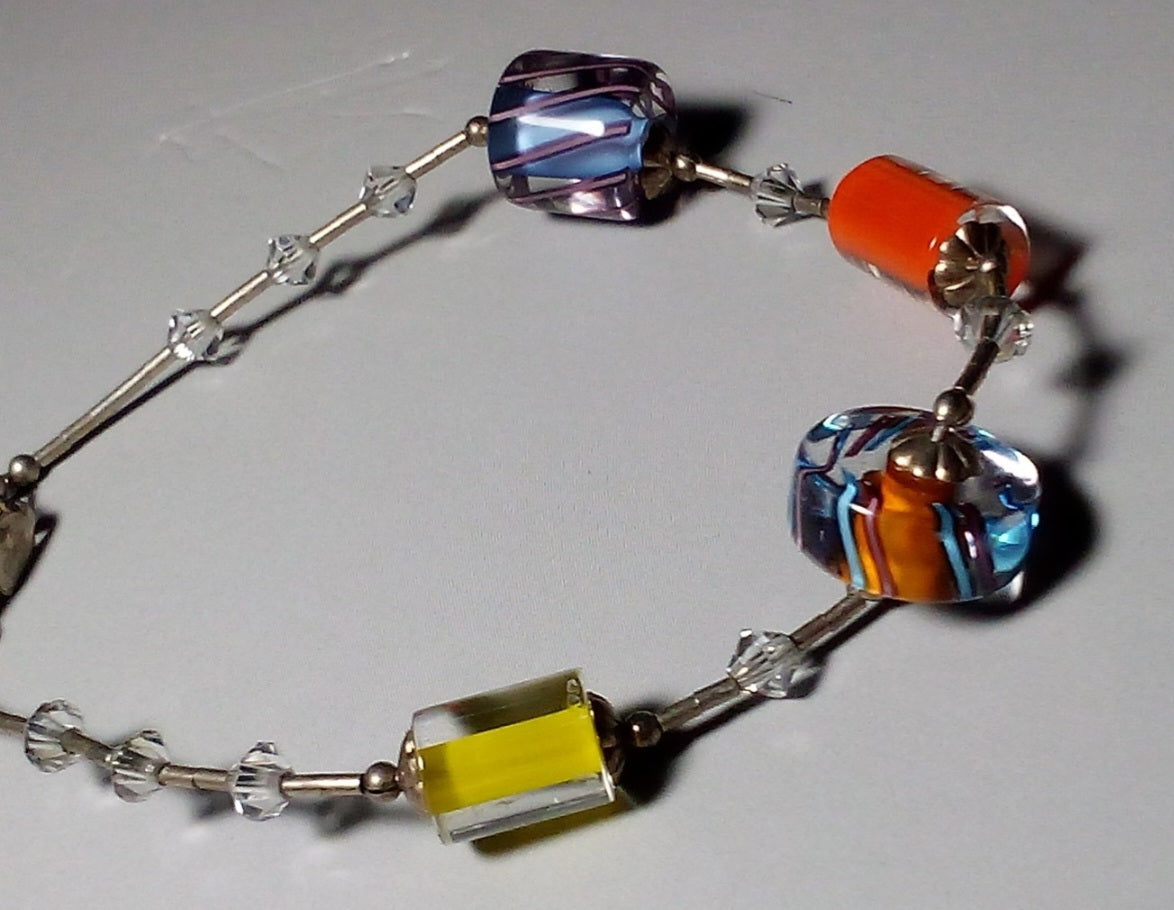 Fun Candy-Style Art Glass Bead Bracelet – Colorful Statement Jewelry