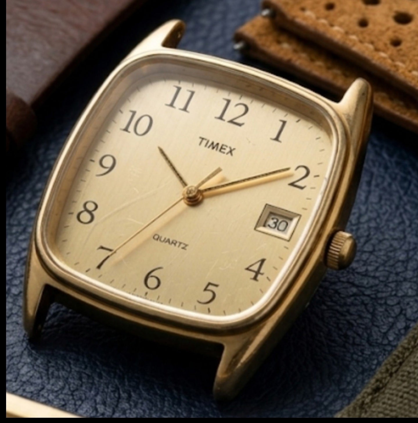 Vintage Gold Tone Timex Quartz Watch Head Only - Square Case