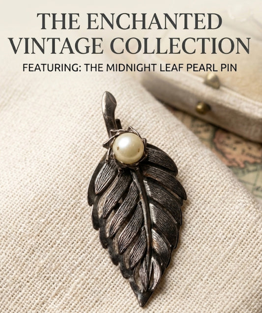 The Midnight Vintage Leaf Pearl Pin