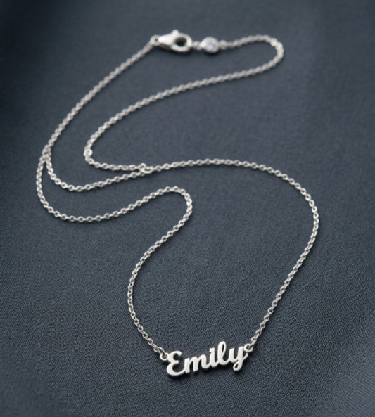 Emily" Personalized Name Necklace - Silver Tone