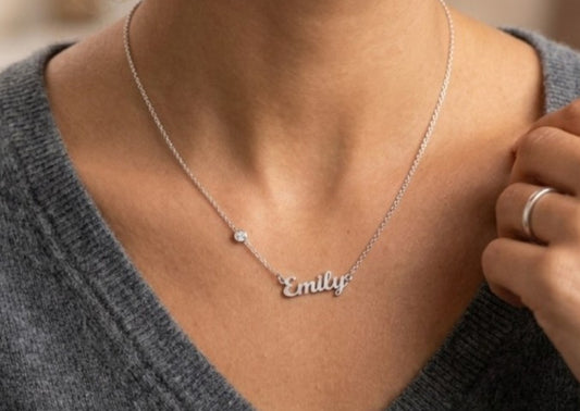 Emily" Personalized Name Necklace - Silver Tone