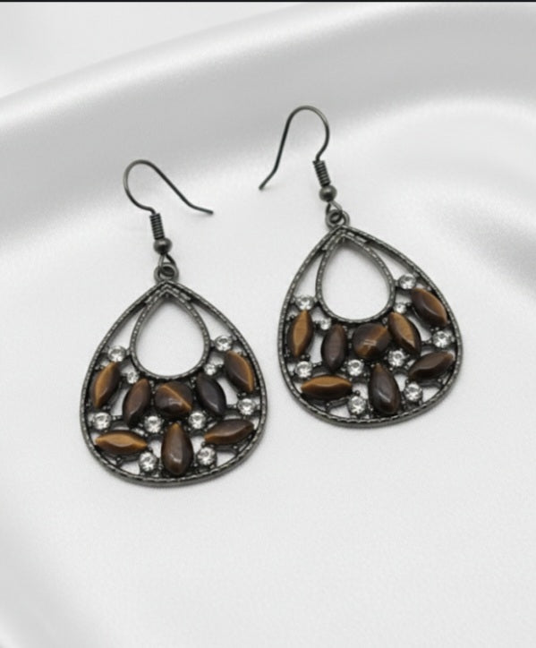 Midnight Earth Teardrop Earrings
