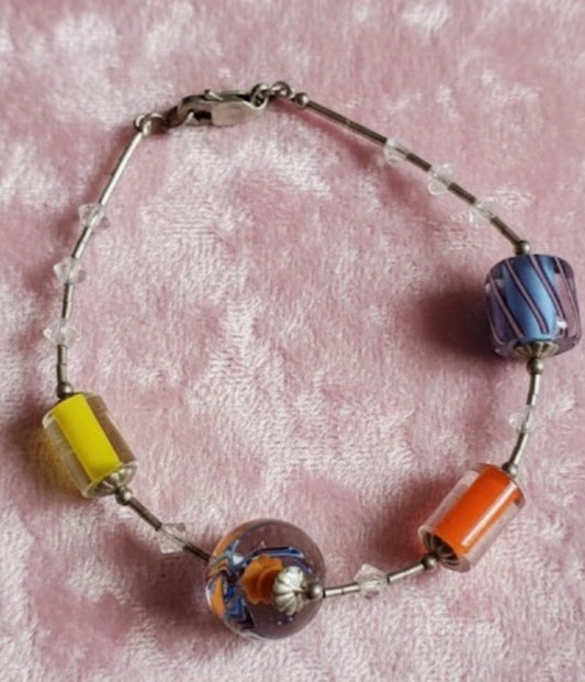 Fun Candy-Style Art Glass Bead Bracelet – Colorful Statement Jewelry