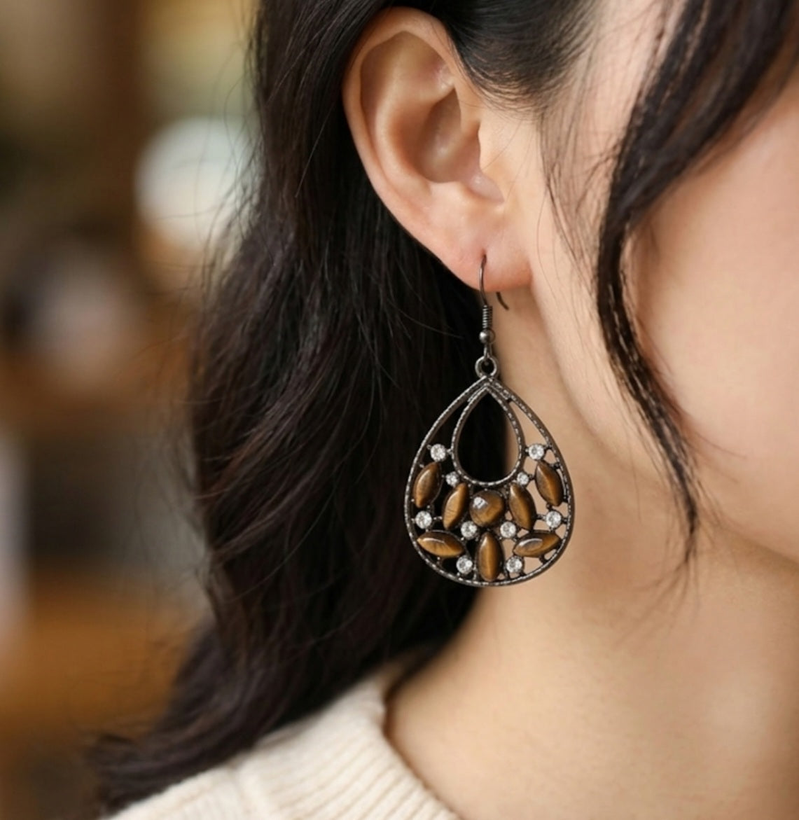 Midnight Earth Teardrop Earrings